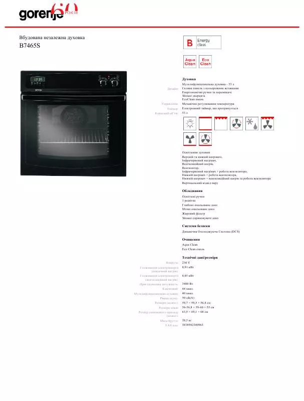 Mode d'emploi GORENJE B7465S