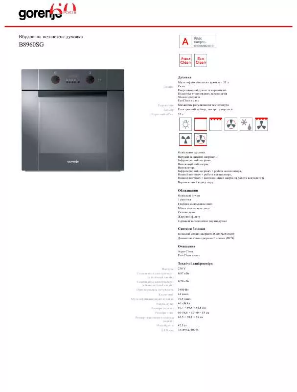 Mode d'emploi GORENJE B8960SG