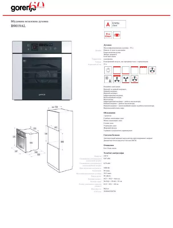 Mode d'emploi GORENJE B9019AL