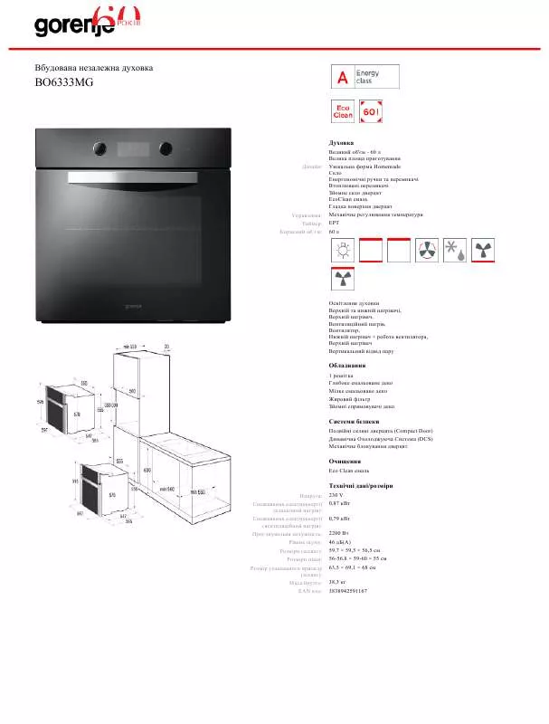 Mode d'emploi GORENJE BO6333MG