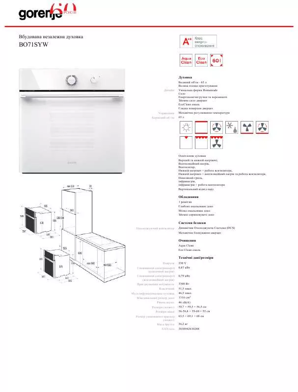 Mode d'emploi GORENJE BO71SYW