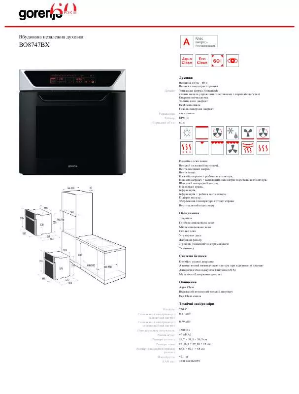 Mode d'emploi GORENJE BO8747BX