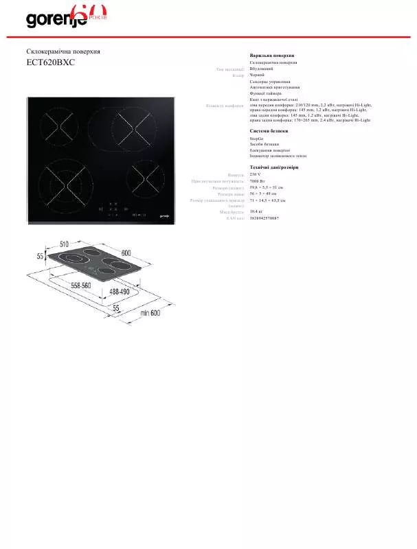 Mode d'emploi GORENJE ECT620BXC