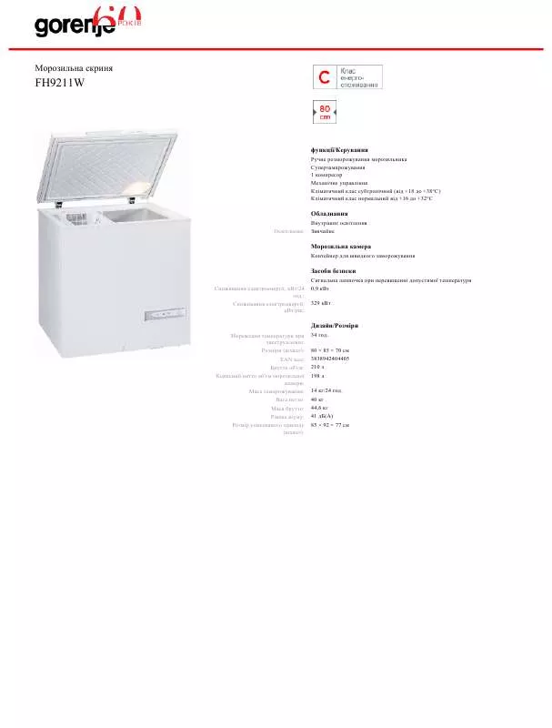 Mode d'emploi GORENJE FH9211W