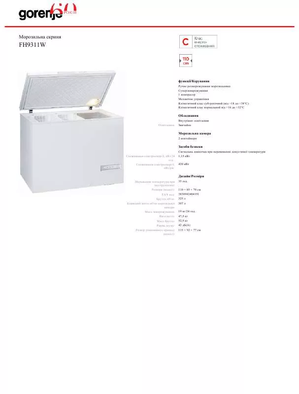 Mode d'emploi GORENJE FH9311W