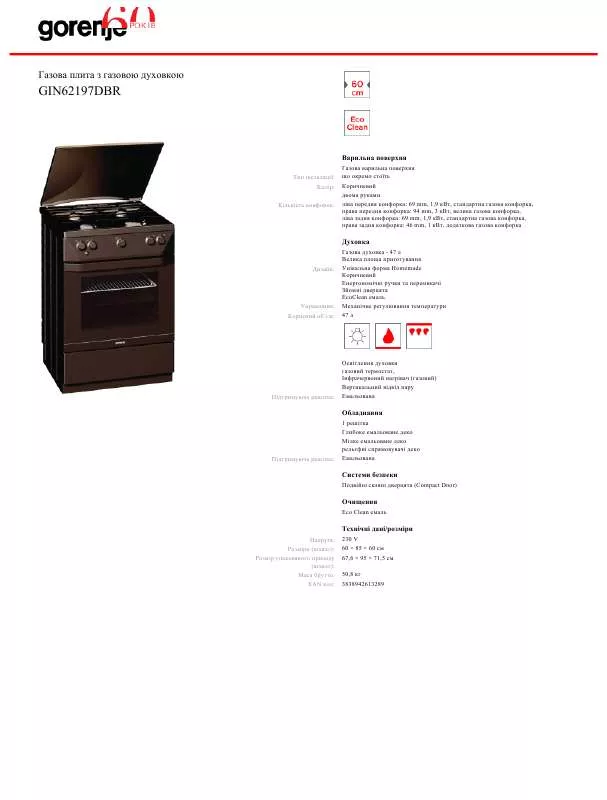 Mode d'emploi GORENJE GIN62197DBR