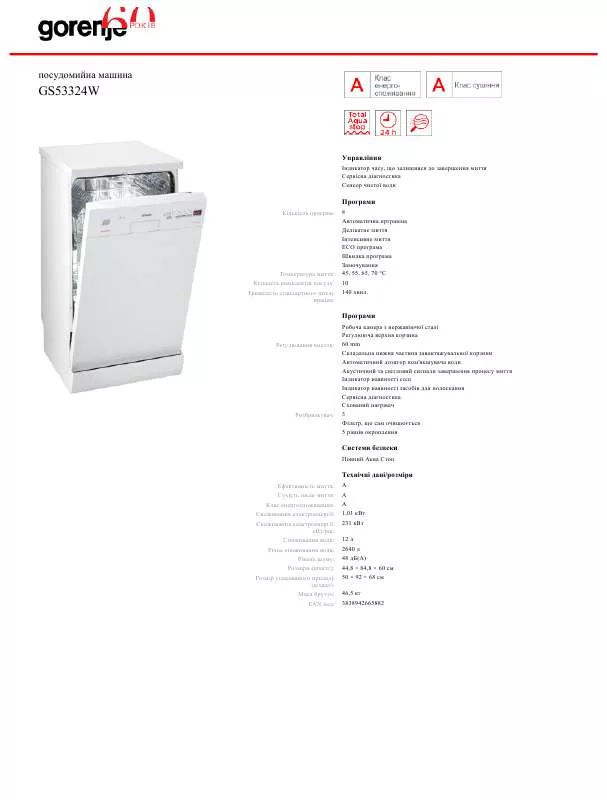 Mode d'emploi GORENJE GS53324W