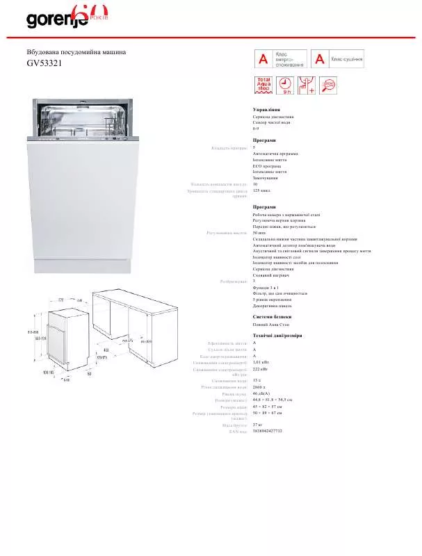 Mode d'emploi GORENJE GV53321