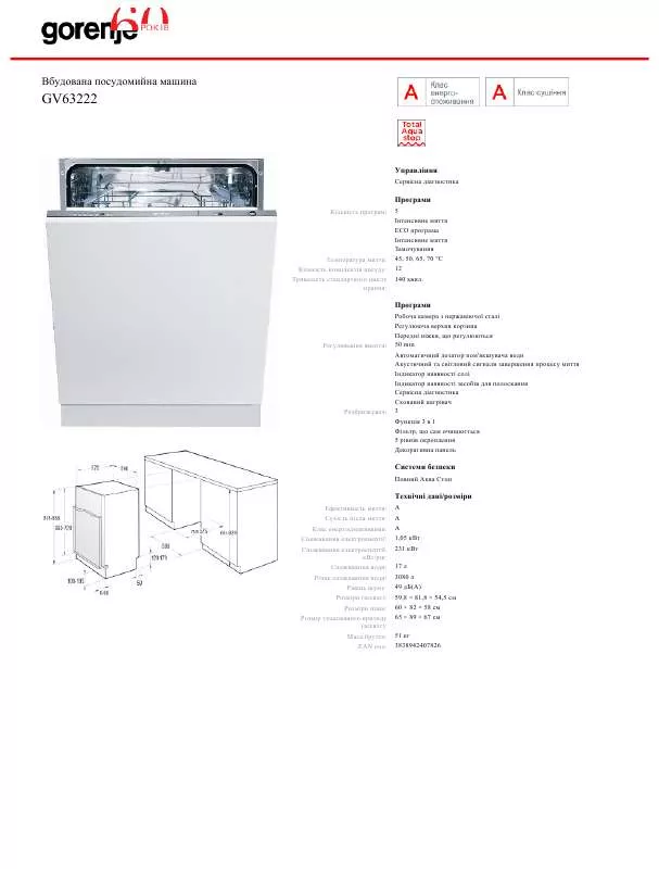 Mode d'emploi GORENJE GV63222