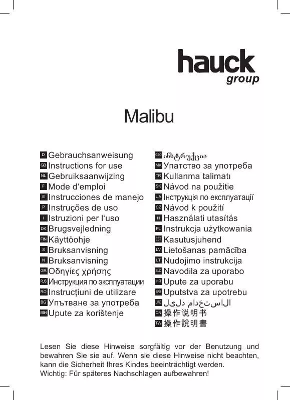 Mode d'emploi HAUCK MALIBU