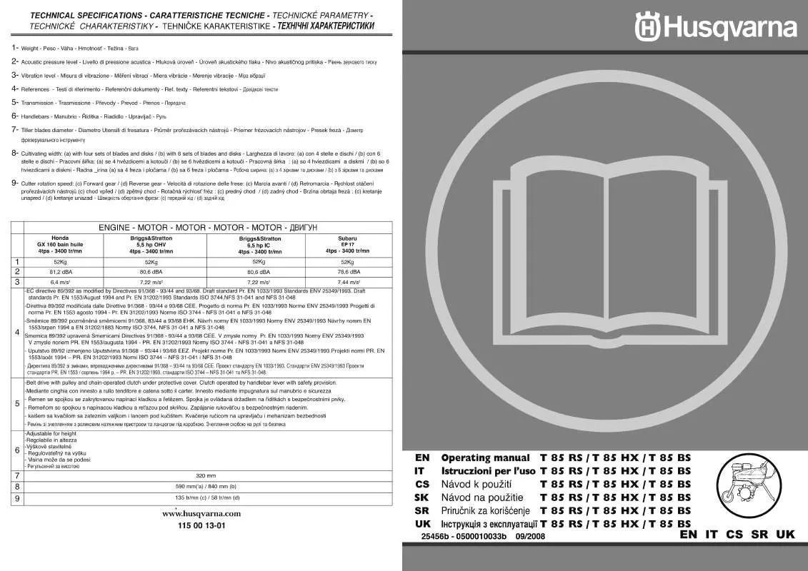 Mode d'emploi HUSQVARNA T85 BS