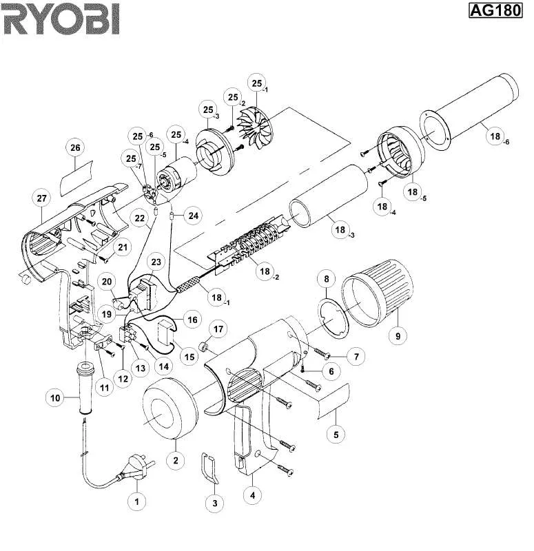 Mode d'emploi RYOBI AG180