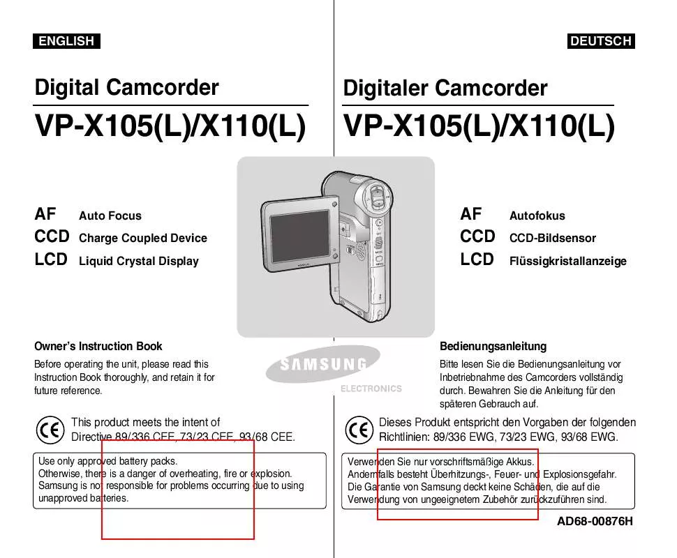 Mode d'emploi SAMSUNG VP-X105L