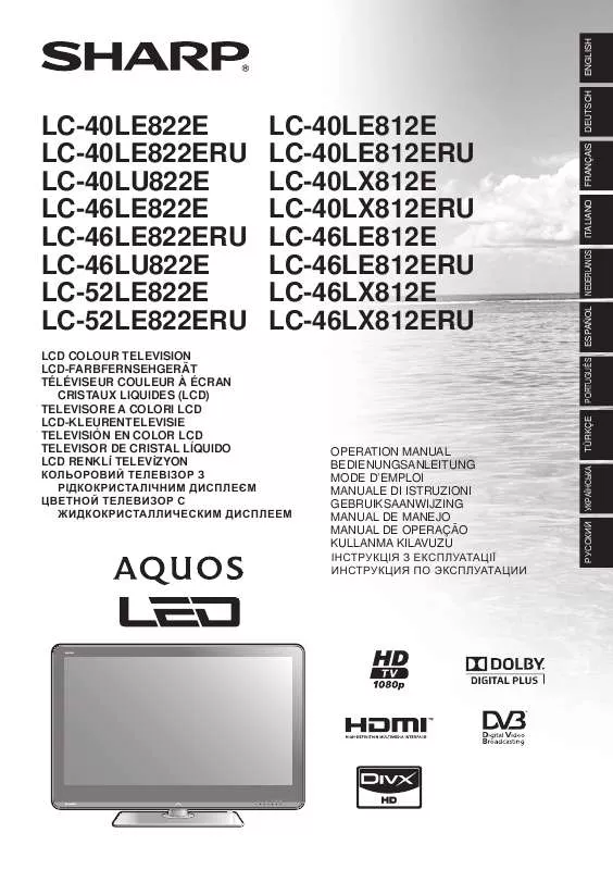 Mode d'emploi SHARP LC-40LE822E