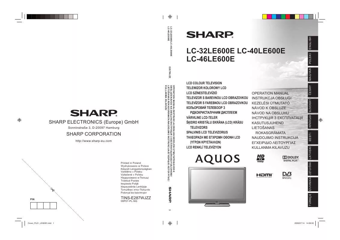 Mode d'emploi SHARP LC-46LE600E