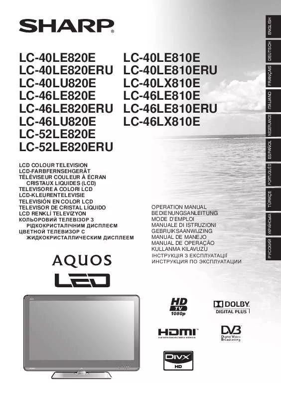 Mode d'emploi SHARP LC-LE820E