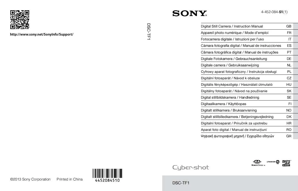 Mode d'emploi SONY CYBER-SHOT DSC-TF1