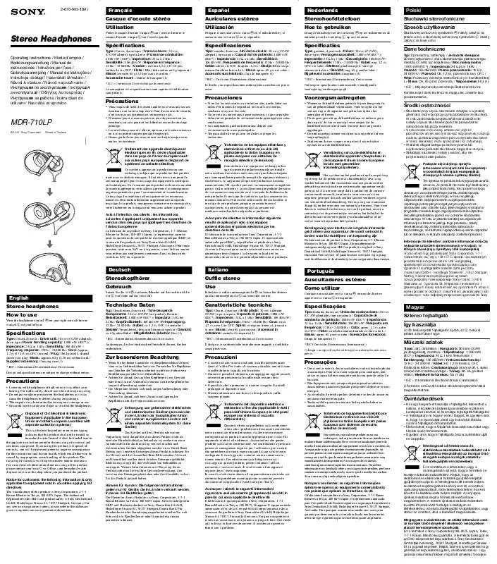 Mode d'emploi SONY MDR-710LP